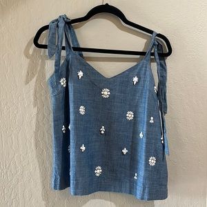 J crew blue floral top